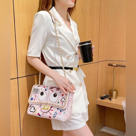 Crossbody and Shoulder Bag - Pink & Blue - Picture 14 of 16